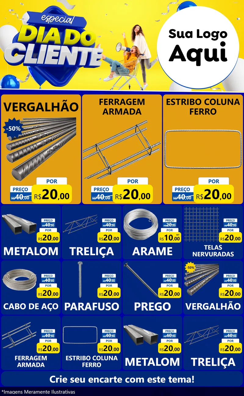 Modelo de Encarte para Encarte Grande com o tema Especial Dia do Cliente para Ferragens