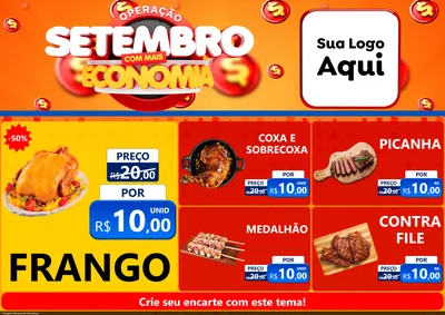 Modelo de Encarte para Encarte A4 Horizontal com o tema Operação Setembro Com Muita Economia para Assados