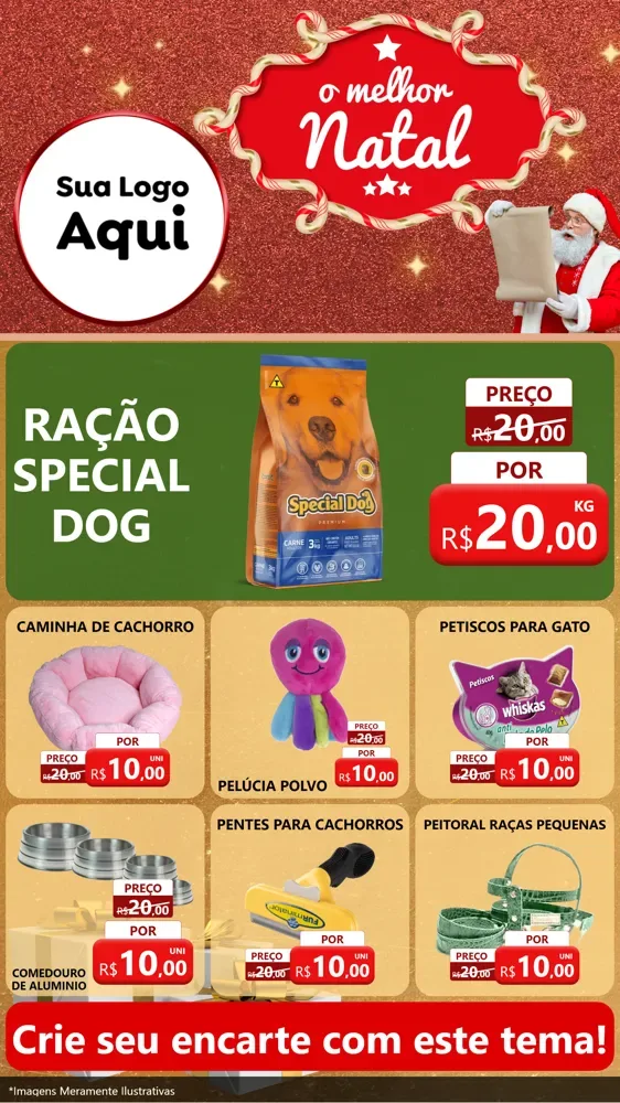 Modelo de Rede Social para Stories com o tema O Melhor Natal para Pet Shop