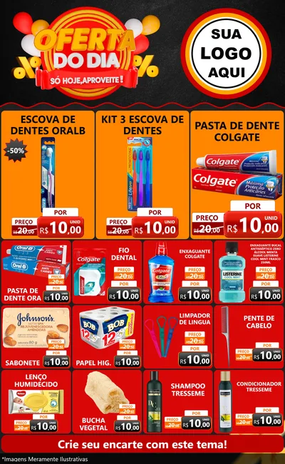 Modelo de Encarte para Encarte Grande com o tema Oferta do Dia - Só hoje, Aproveite! para Higiene Pessoal