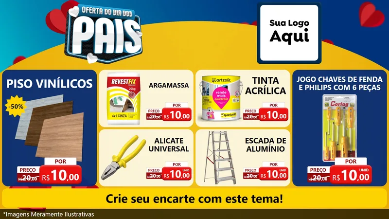 Modelo de TV para TV Horizontal com o tema Oferta Do Dia Dos Pais para Material para Construção
