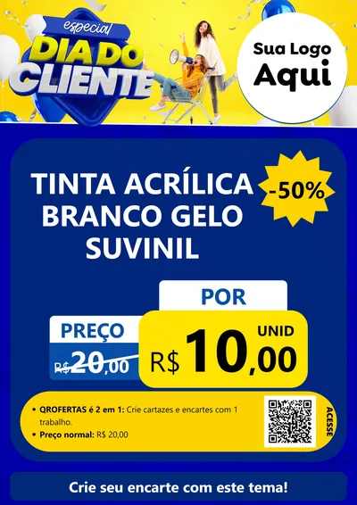 Modelo de Cartaz para Cartaz A4 Vertical com o tema Especial Dia do Cliente para Tintas e Ferramentas