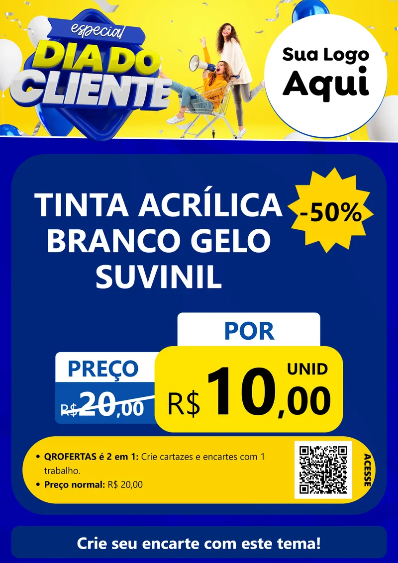 Modelo de Cartaz para Cartaz A4 Vertical com o tema Especial Dia do Cliente para Tintas e Ferramentas