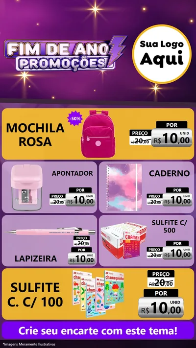 Modelo de TV para TV Vertical com o tema Fim de Ano Promoções para Papelaria