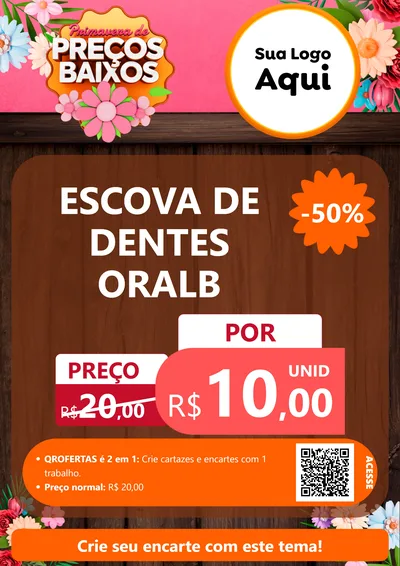 Modelo de Cartaz para Cartaz A4 Vertical com o tema Primavera de Preços Baixos para Higiene Pessoal