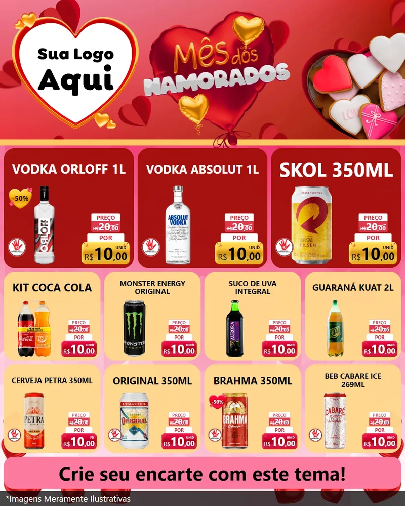 Modelo de Rede Social para Feed Instagram com o tema Mês dos Namorados para Distribuidora de bebidas
