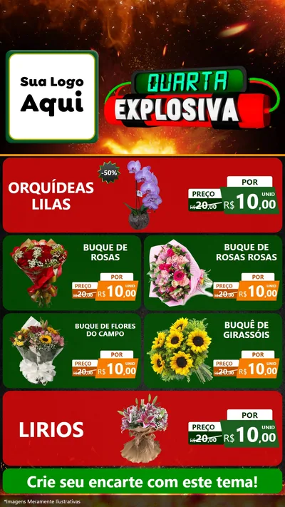 Modelo de TV para TV Vertical com o tema Quarta Explosiva para Floricultura e jardim