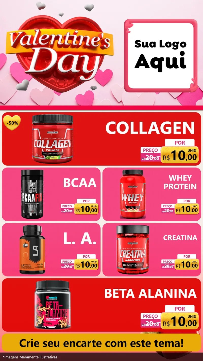 Modelo de TV para TV Vertical com o tema Valentine's Day para Suplementos alimentares