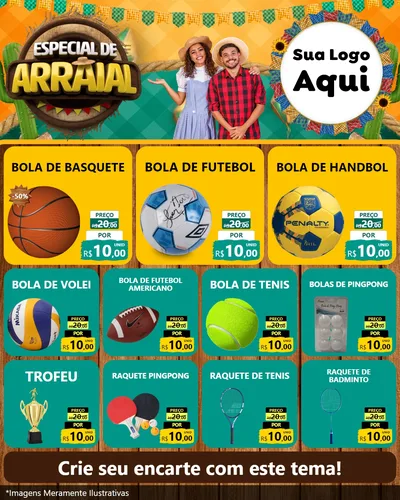 Modelo de Rede Social para Feed Instagram com o tema Especial De Arraial para Artigos Esportivos