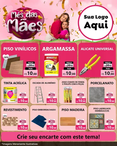 Modelo de Rede Social para Feed Instagram com o tema Mês das Mães para Material para Construção