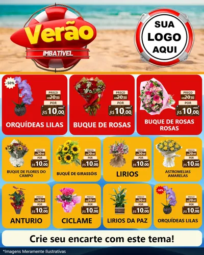 Modelo de Rede Social para Feed Instagram com o tema Verão Imbatível para Floricultura e jardim