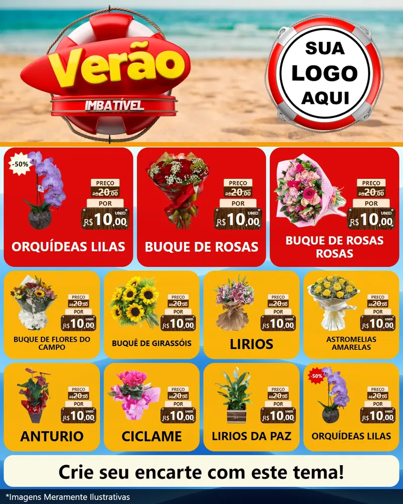Modelo de Rede Social para Feed Instagram com o tema Verão Imbatível para Floricultura e jardim