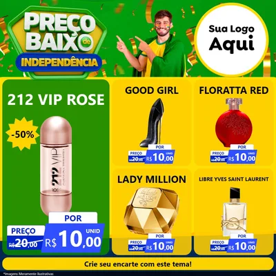 Modelo de Rede Social para Feed Facebook com o tema Preço Baixo de Independência para Perfumes