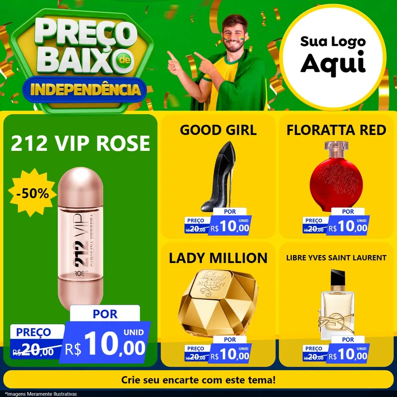 Modelo de Rede Social para Feed Facebook com o tema Preço Baixo de Independência para Perfumes