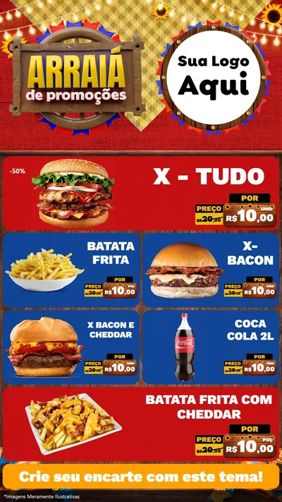 Modelo de TV para TV Vertical com o tema Arraiá de Promoções para Hamburgueria