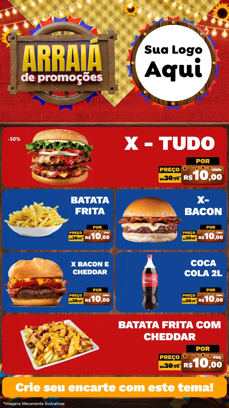Modelo de TV para TV Vertical com o tema Arraiá de Promoções para Hamburgueria