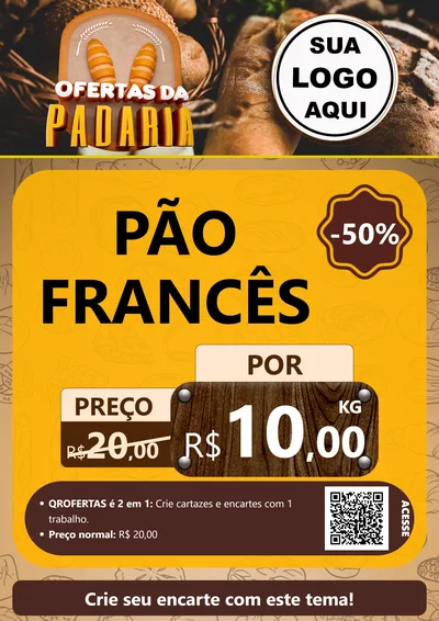 Modelo de Cartaz para Cartaz A4 Vertical com o tema Ofertas da Padaria para Padaria
