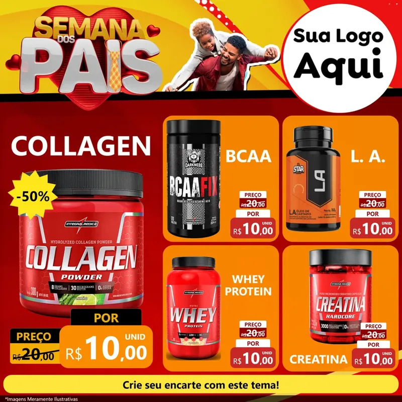 Modelo de Rede Social para Feed Facebook com o tema Semana Dos Pais para Suplementos alimentares