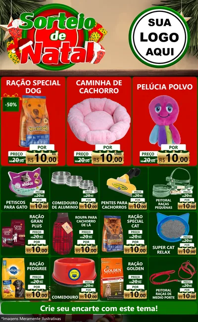 Modelo de Encarte para Encarte Grande com o tema Sorteio de Natal para Pet Shop
