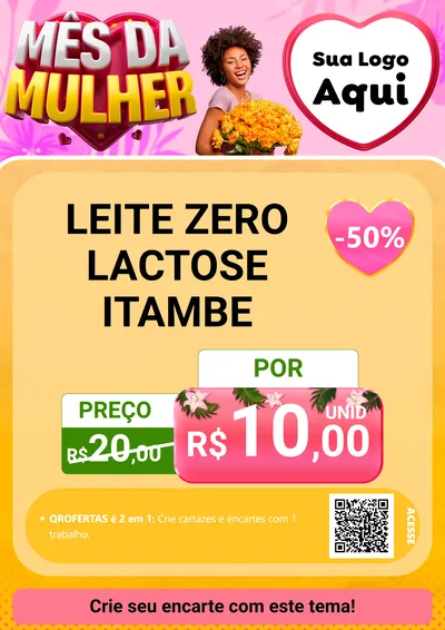 Modelo de Cartaz para Cartaz A4 Vertical com o tema Mês da Mulher para Frios e Laticínios