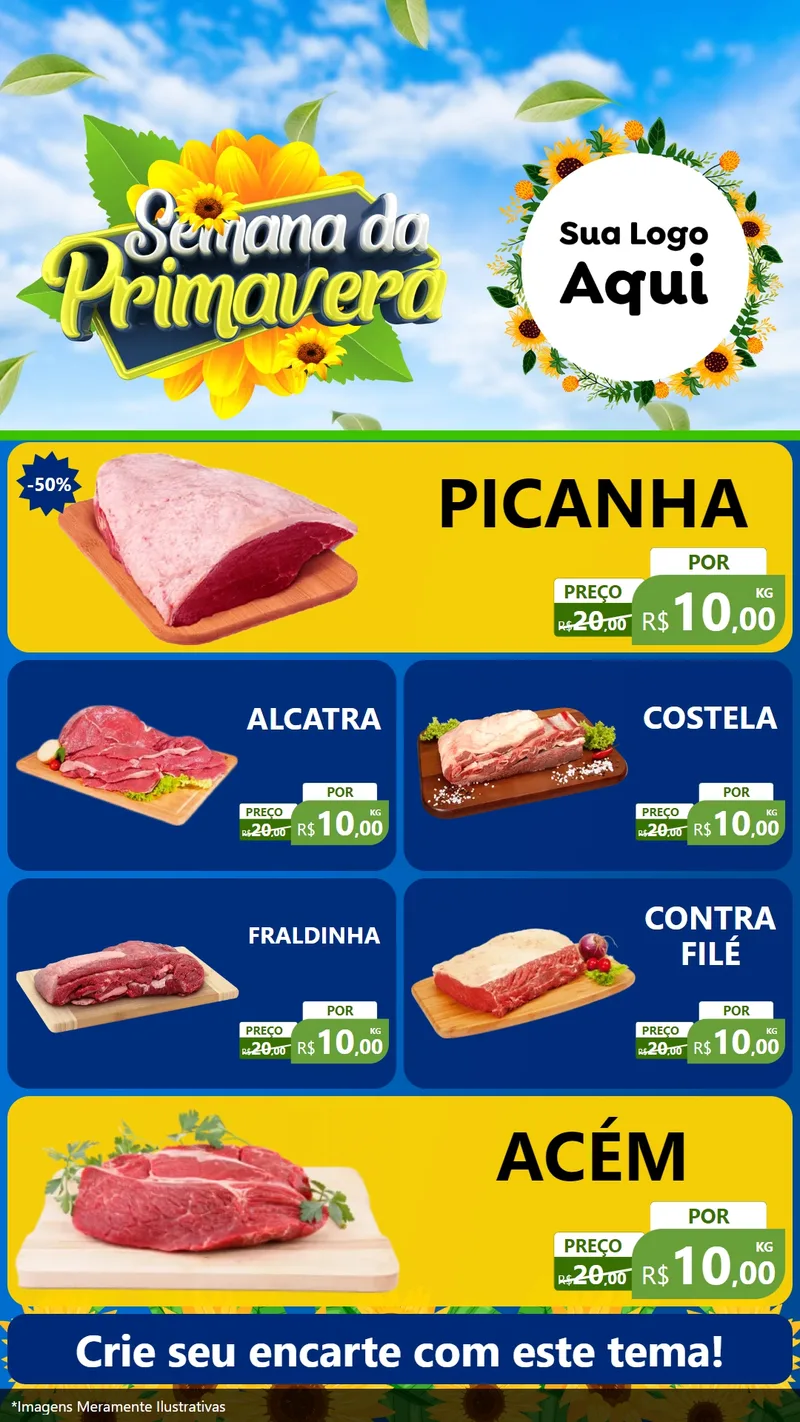 Modelo de TV para TV Vertical com o tema Semana da Primavera para Açougue