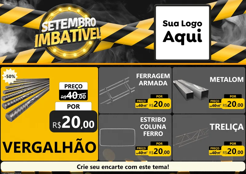 Modelo de Encarte para Encarte A4 Horizontal com o tema Setembro Imbatível para Ferragens