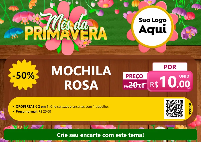 Modelo de Cartaz para Cartaz A4 Horizontal com o tema Mês da Primavera para Papelaria