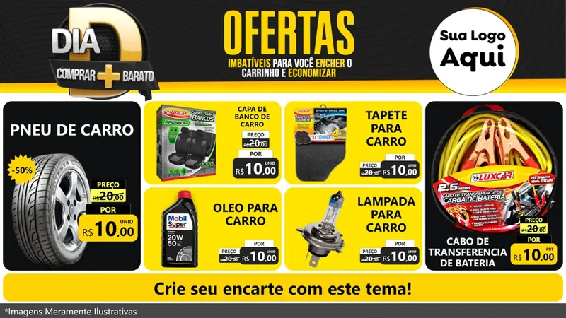 Modelo de TV para TV Horizontal com o tema Dia D Mais Economia para Auto peças