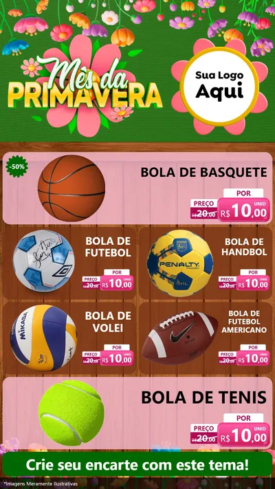 Modelo de TV para TV Vertical com o tema Mês da Primavera para Artigos Esportivos