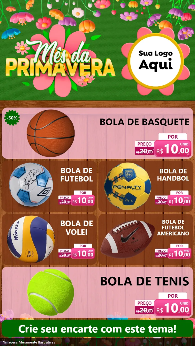 Modelo de TV para TV Vertical com o tema Mês da Primavera para Artigos Esportivos