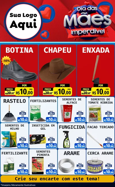 Modelo de Encarte para Encarte Grande com o tema Dia Das Mães Imperdível para Agropecuária