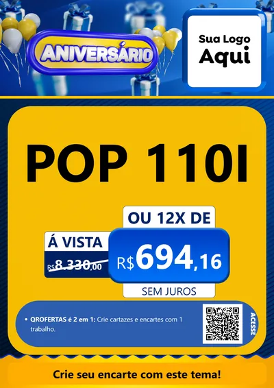 Modelo de Cartaz para Cartaz A4 Vertical com o tema Aniversário para Concessionaria de Motos