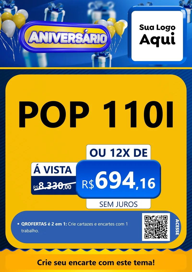 Modelo de Cartaz para Cartaz A4 Vertical com o tema Aniversário para Concessionaria de Motos