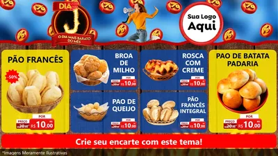 Modelo de TV para TV Horizontal com o tema Dia J - O Dia Mais Barato Do Mês para Padaria