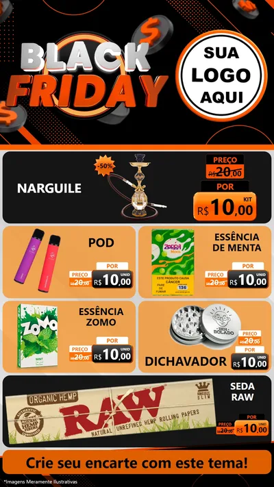 Modelo de TV para TV Vertical com o tema Black Friday para Tabacaria