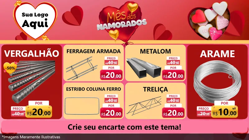 Modelo de TV para TV Horizontal com o tema Mês dos Namorados para Ferragens