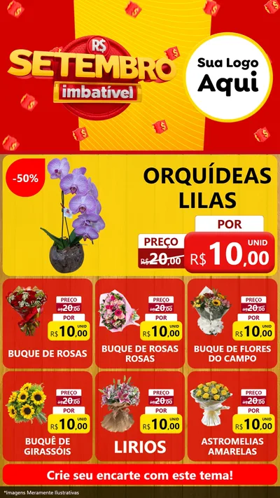 Modelo de Rede Social para Stories com o tema Setembro Imbatível para Floricultura e jardim