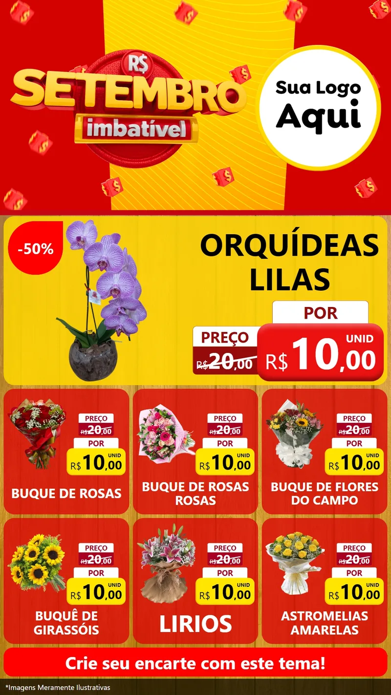 Modelo de Rede Social para Stories com o tema Setembro Imbatível para Floricultura e jardim