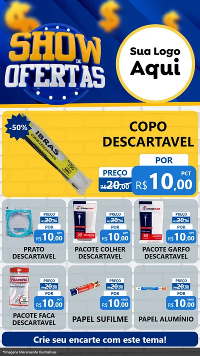 Modelo de Rede Social para Stories com o tema Show de Ofertas para Embalagens