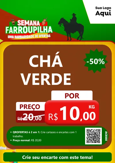 Modelo de Cartaz para Cartaz A4 Vertical com o tema Semana Farroupilha - Uma Barbaridade de Ofertas para Produtos Naturais