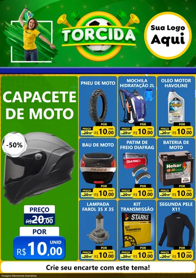 Modelo de Encarte para Encarte A4 Vertical com o tema Torcida para Moto peças