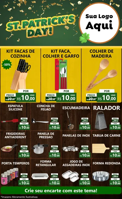 Modelo de Encarte para Encarte Grande com o tema St Patriks Day para Utilidades Domésticas