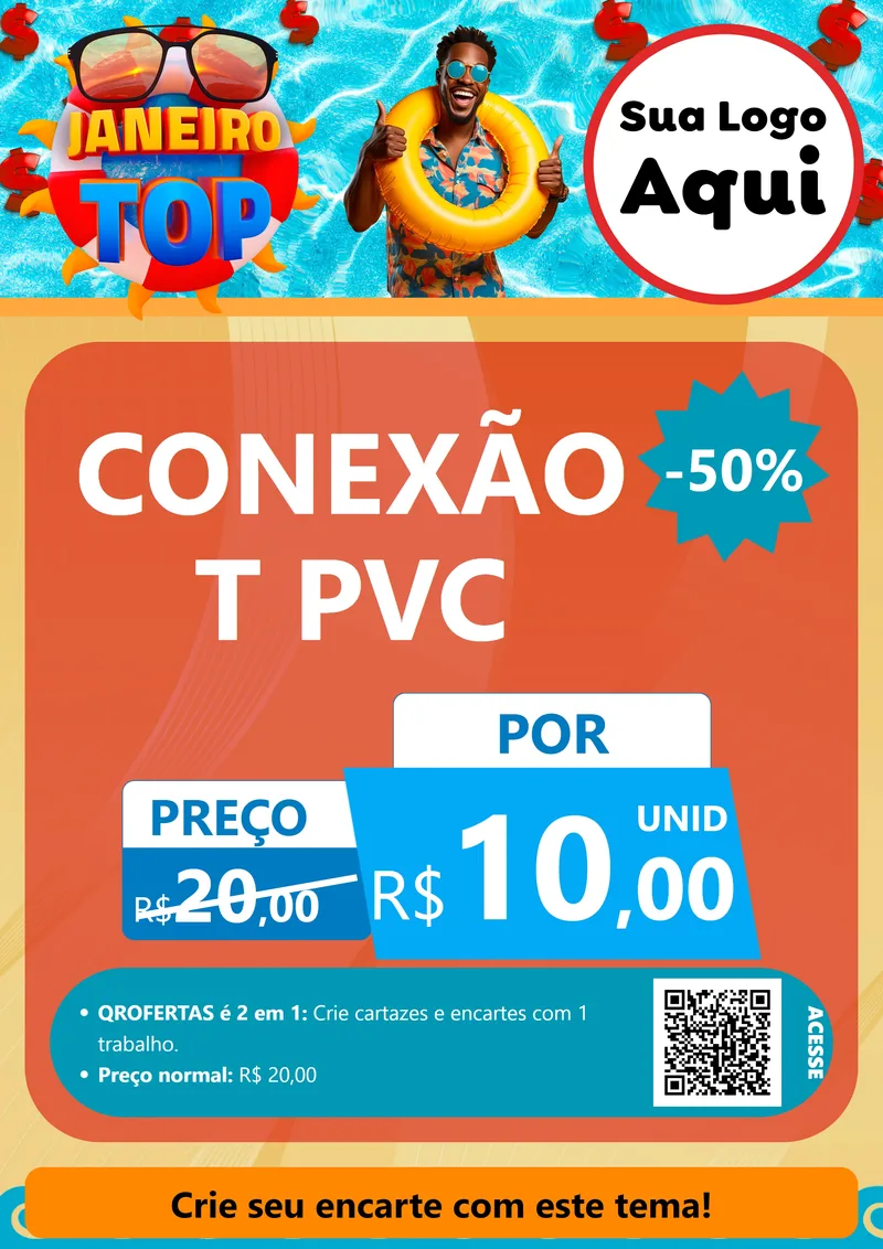 Modelo de Cartaz para Cartaz A4 Vertical com o tema Janeiro Top para Tubos e conexões