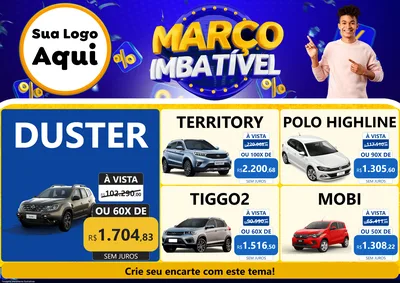Modelo de Encarte para Encarte A4 Horizontal com o tema Março Imbatível para Concessionaria de Carros