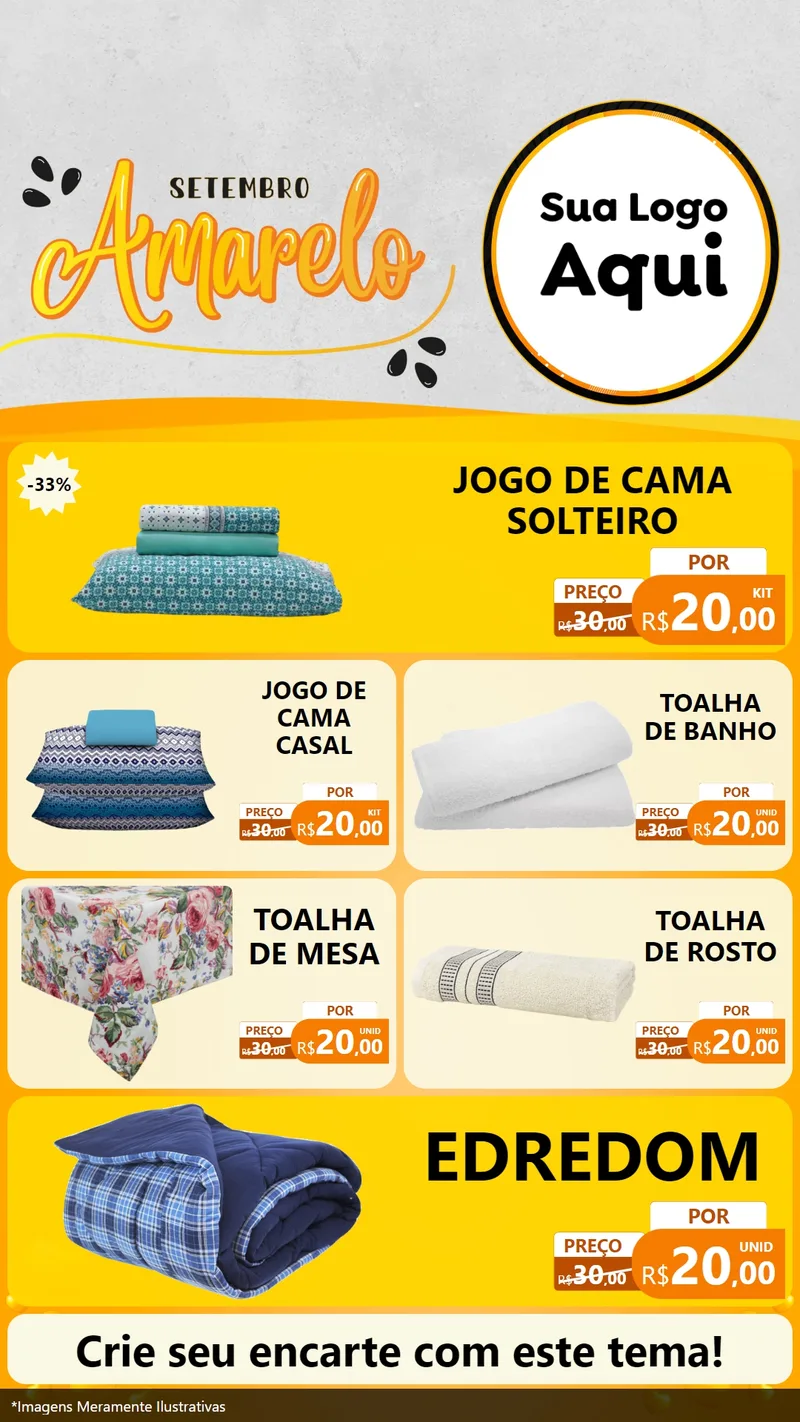 Modelo de TV para TV Vertical com o tema Setembro Amarelo para Cama, Mesa e Banho