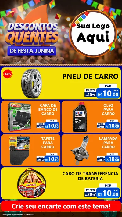 Modelo de TV para TV Vertical com o tema Descontos Quentes de Festa Junina para Auto peças