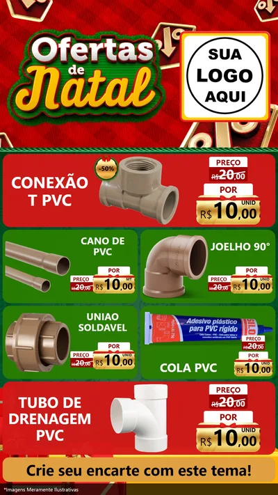 Modelo de TV para TV Vertical com o tema Ofertas de Natal para Tubos e conexões