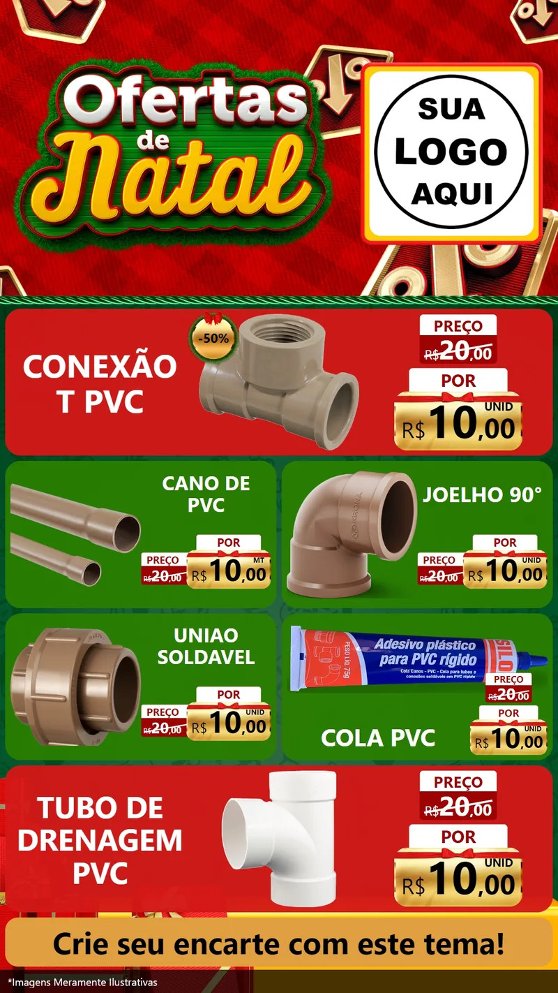 Modelo de TV para TV Vertical com o tema Ofertas de Natal para Tubos e conexões