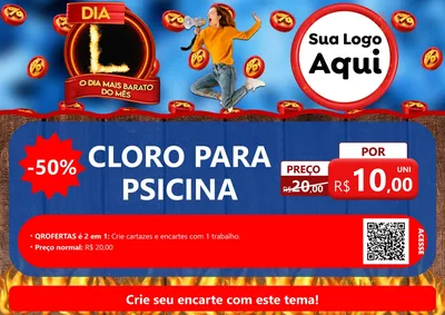 Modelo de Cartaz para Cartaz A4 Horizontal com o tema Dia L - O Dia Mais Barato Do Mês para Produtos para Piscina