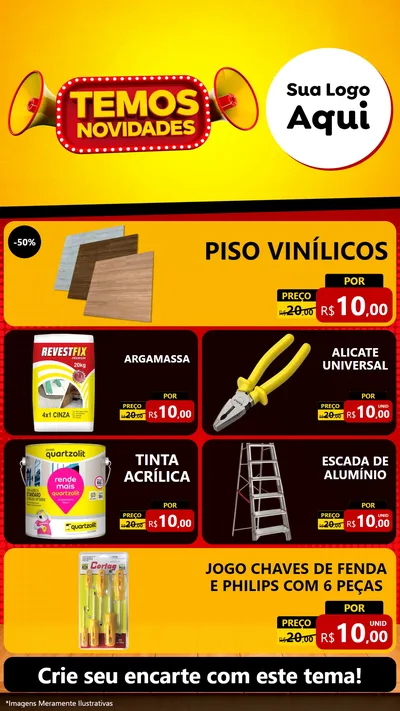 Modelo de TV para TV Vertical com o tema Temos Novidades para Material para Construção